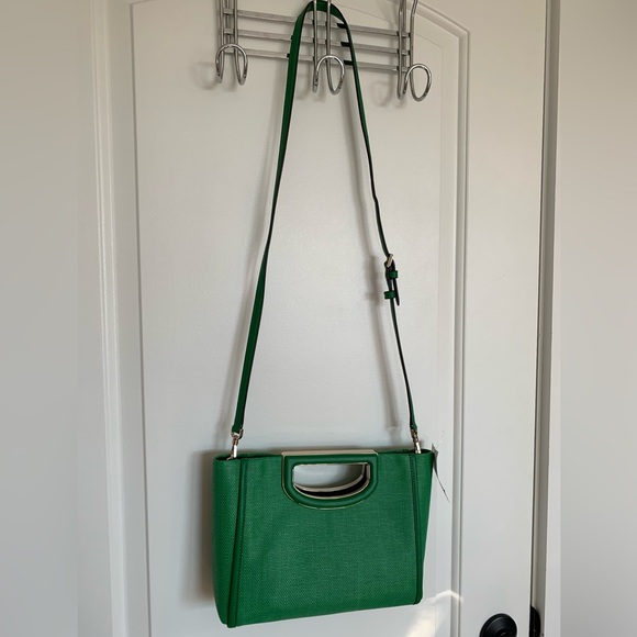 Kate Spade *Alexia* green straw convertible clutch crossbody bag purse KA784 - Picture 3 of 6